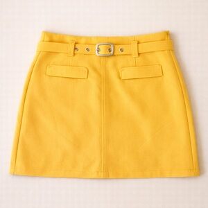 ✨ Bershka Yellow Belted Mini Skirt Spring Summer Size XS